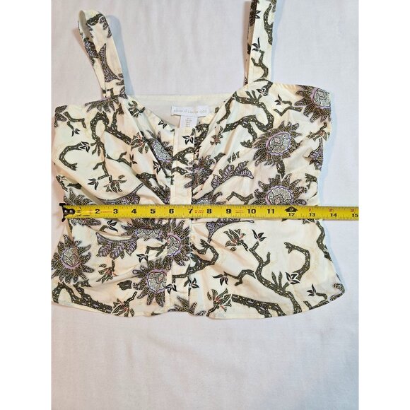 House Of Harlow Floral Print Cropped Top Snap Front Adjustable Straps Size S New - Picture 8 of 10